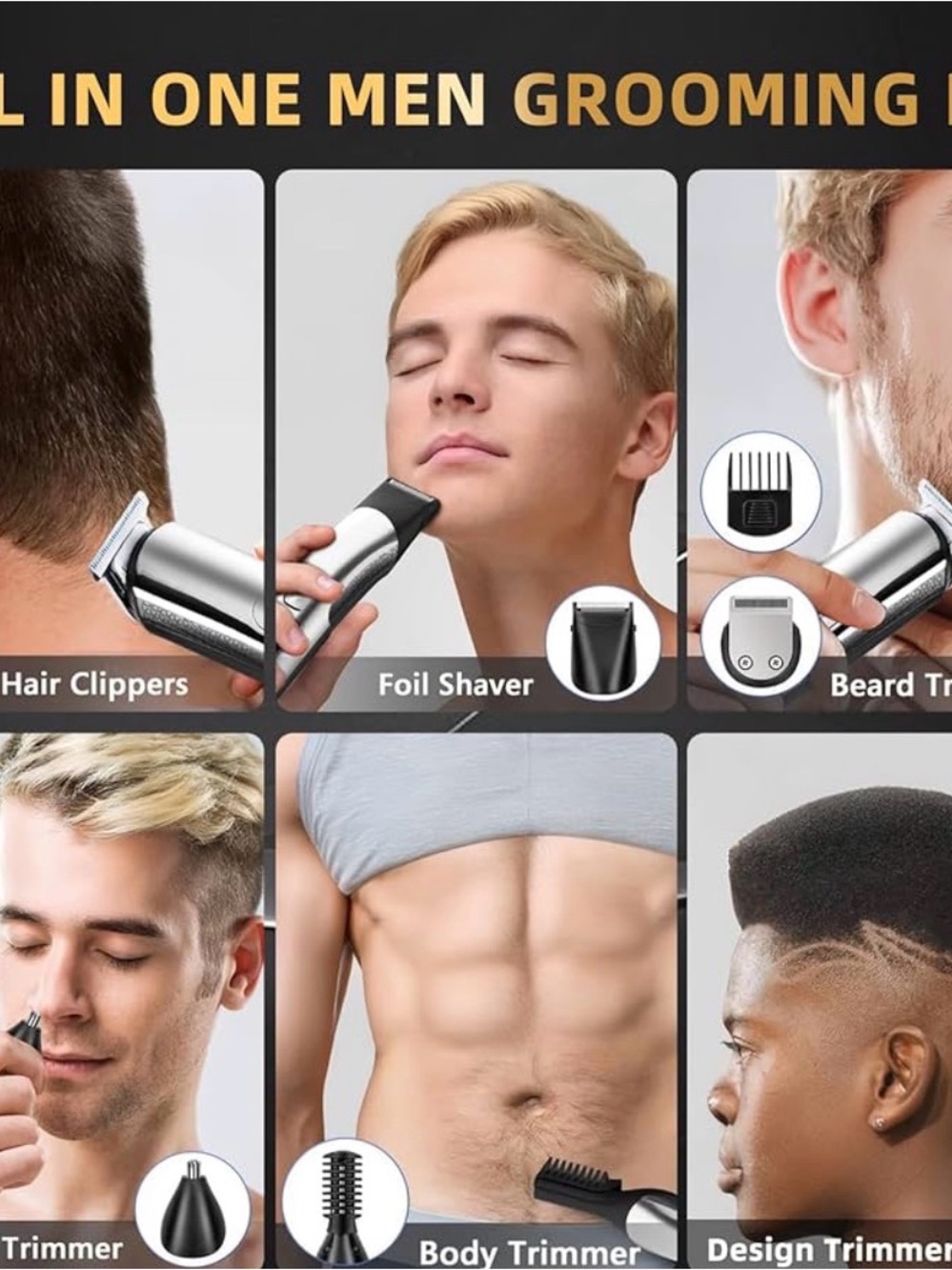 All-in-One Men's Grooming Kit Electric Trimmer - Black